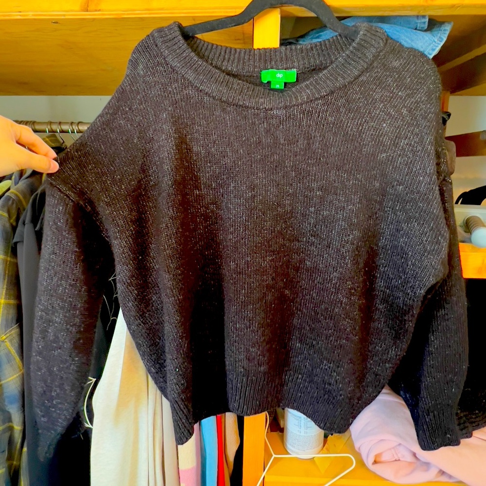 Black drop shoulder knit sweater
